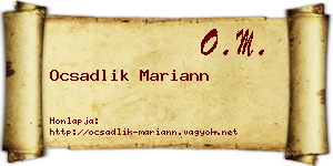 Ocsadlik Mariann névjegykártya